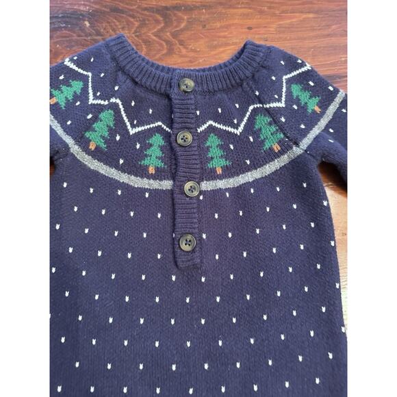 Hanna Andersson Tannenbaum Sweater Romper Blue Fair Isle Christmas 3-6 Months - Picture 7 of 9
